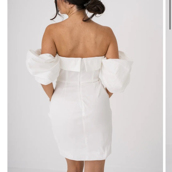 Chic Strapless White Mini Dress - Picture 2 of 6